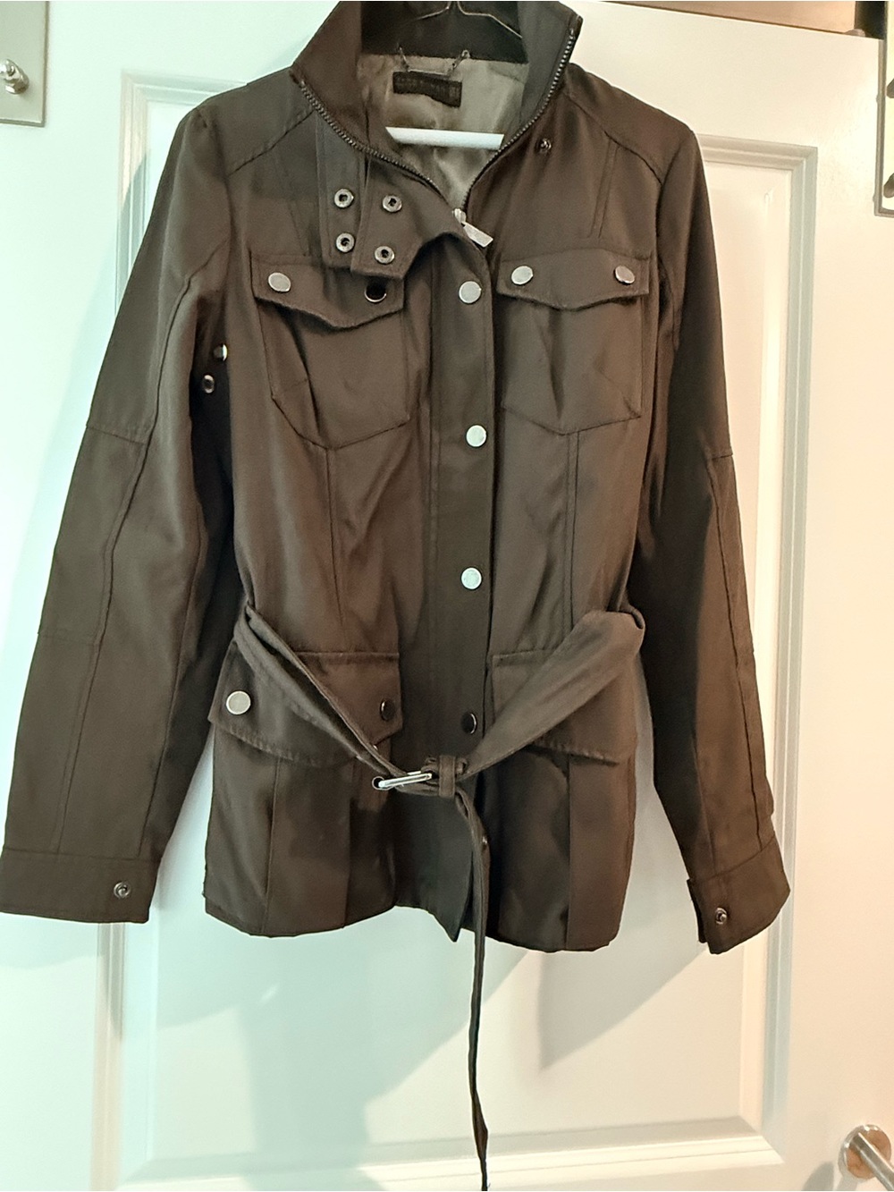 Zara Olive Utility Jacket with Self-Tie Belt